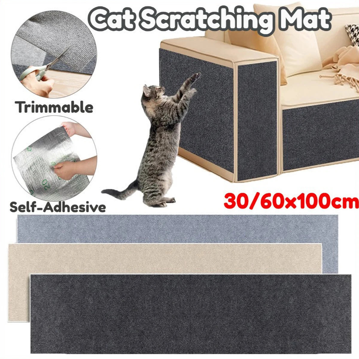 1M Cat Scratching Mat – Self-Adhesive Sofa Protector A0193