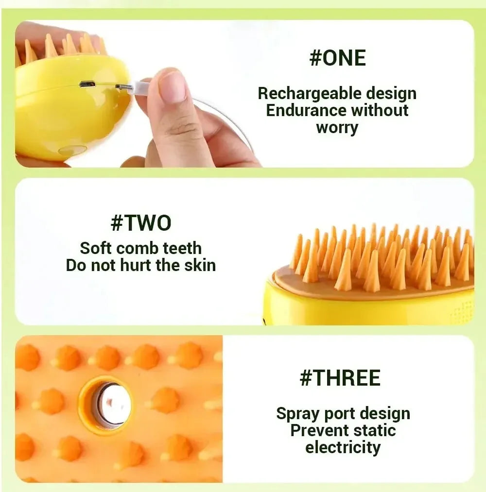 3-in-1 Pet Steam Brush for Grooming A0113