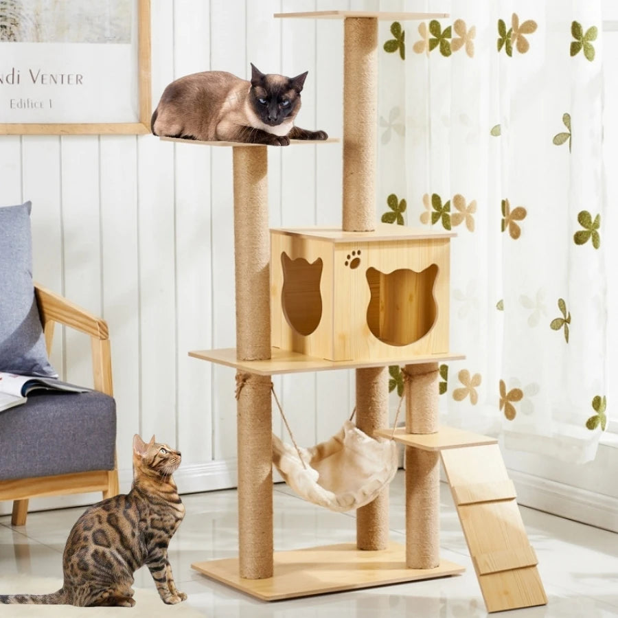 Multi-Layer Wooden Cat Tree A0287