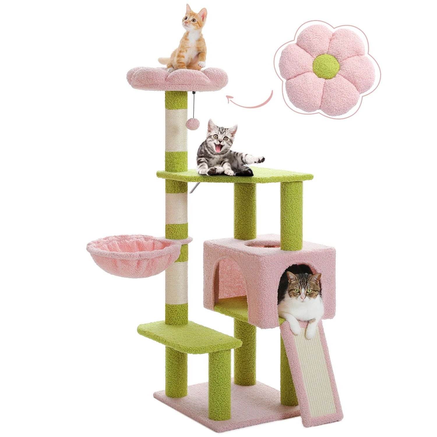 120cm Multi-Level Flower Cat Tree A0281