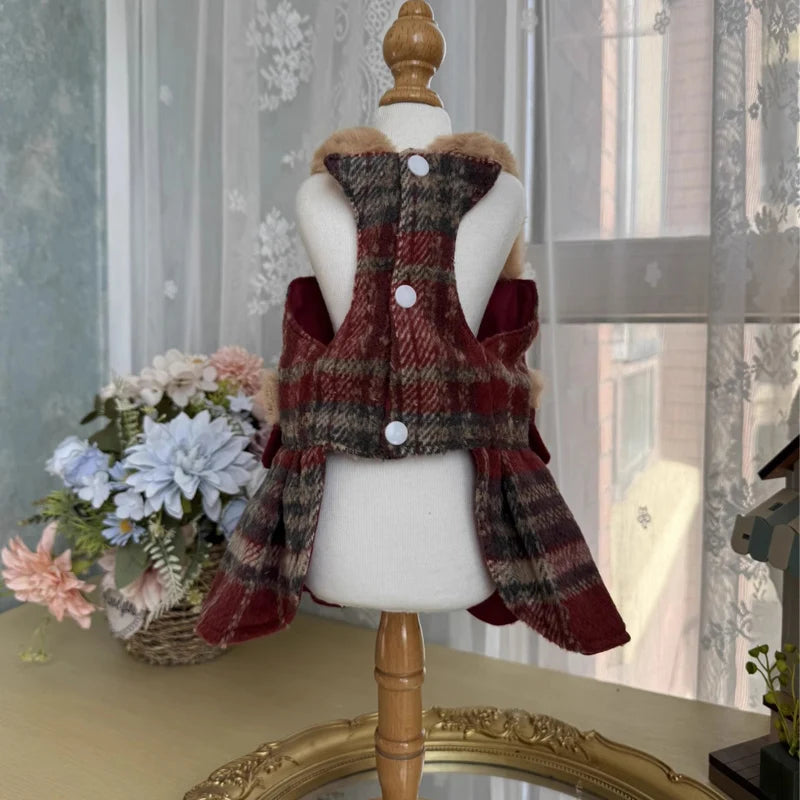 Pet Clothing Wine Red Wool Skirt A0186