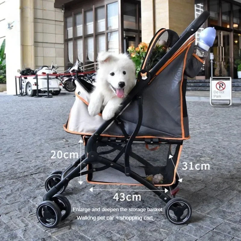 Foldable Pet Stroller, Shock-Absorbing. A0013