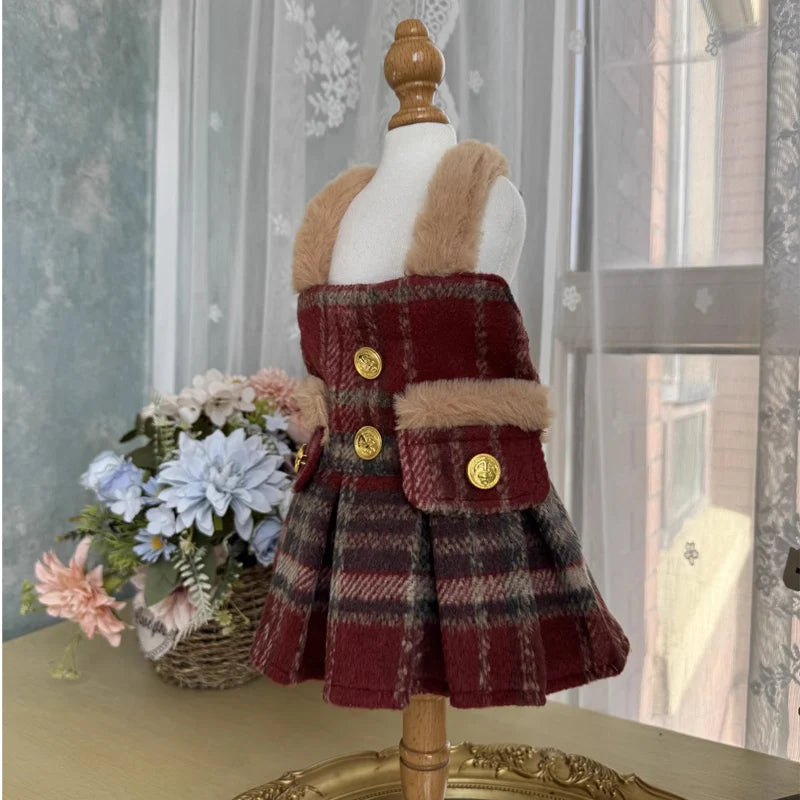 Pet Clothing Wine Red Wool Skirt A0186