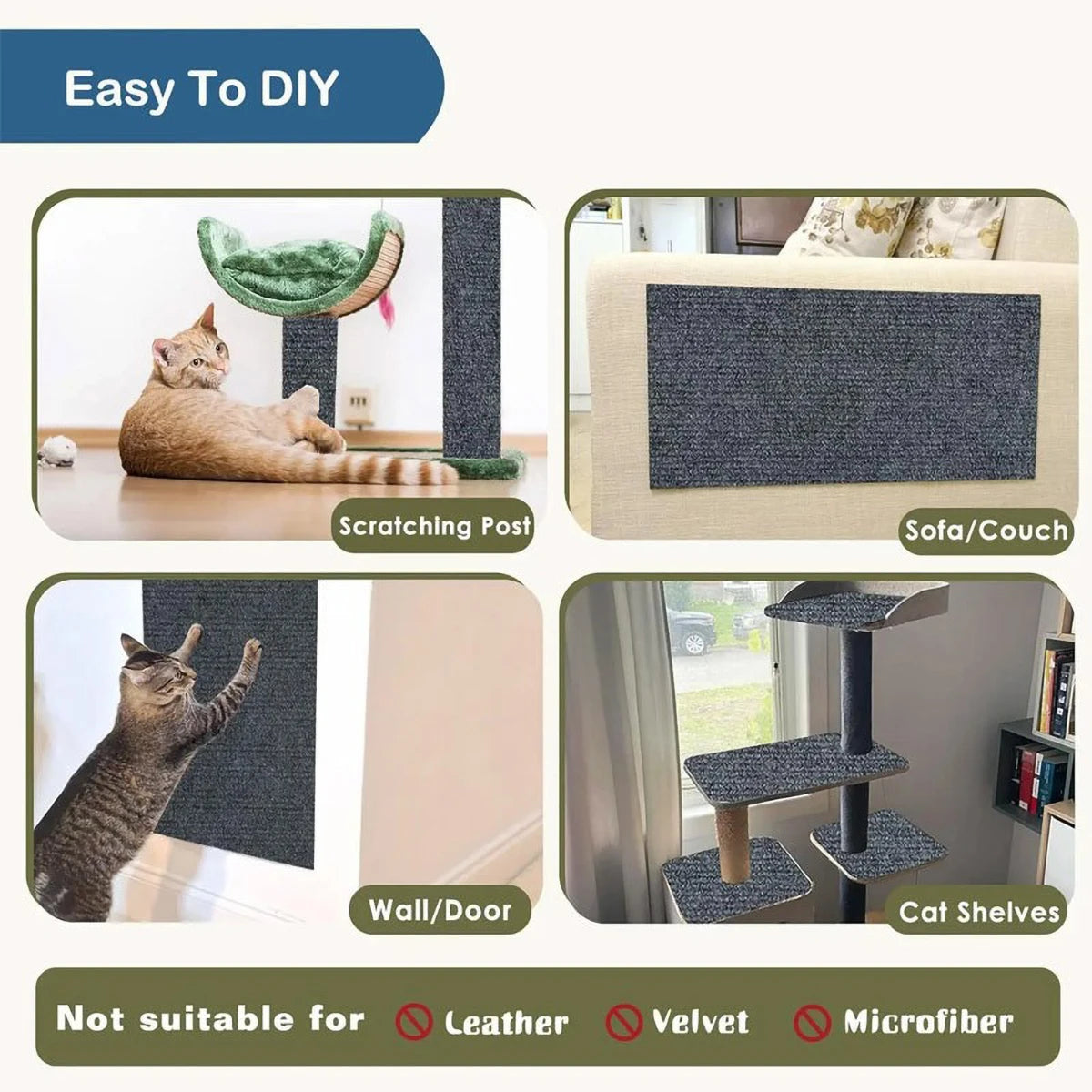 1M Cat Scratching Mat – Self-Adhesive Sofa Protector A0193