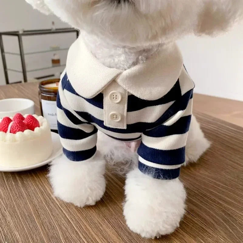 Striped Summer Polo for small Dog.A0136