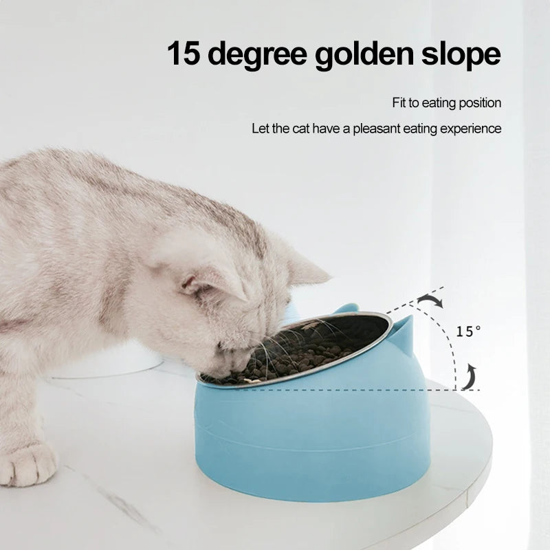 Stainless Steel Inclined Cat & Dog Feeding Bowl A0372