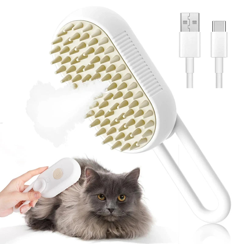 3-in-1 Electric Pet Brush – Spray & Anti-Tangle A0418